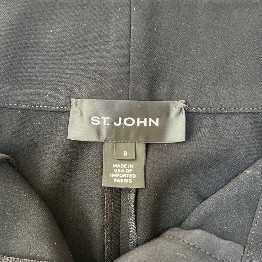 St. John black slacks. Size 8. Shiny waistband. Crepe.​​​​​​​​​​​​​​​​​​​​​​ - Picture 10 of 11